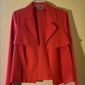 Roz & Ali Red Draped Open-Front Blazer